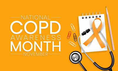 COPD (Chronic Obstructive Pulmonary Disease) Awareness month is observed every year in November, is the name for a group of lung conditions that cause breathing difficulties. Vector illustration