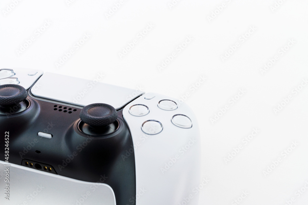 Wall mural next generation white game controller isolated on white background.