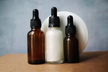 A set of oils and creams for body and face