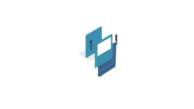 Restaurant road sign icon animation isometric best object on white backgound
