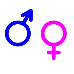 Vector male and female symbols isolated on white background