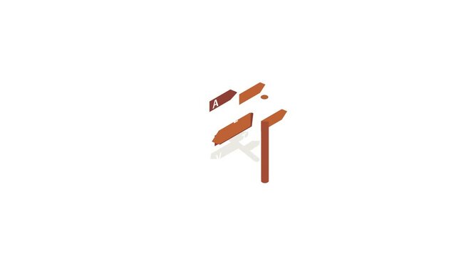 Road sign for travelers icon animation isometric best object on white backgound