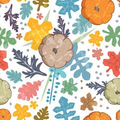 seamless pattern with autumn leaves - 458249910