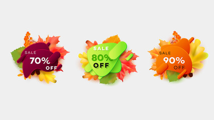 Autumn sale. Liquid vector banner.