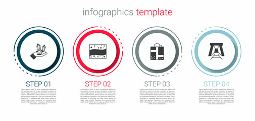 Set Gem stone, Gold mine, Mine entrance and . Business infographic template. Vector