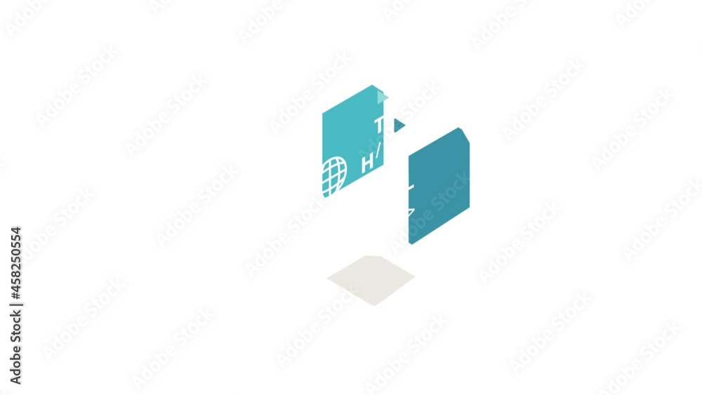 Poster html file extension icon animation isometric best object on white backgound