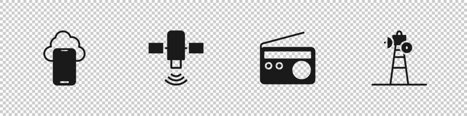 Set Cloud technology data, Satellite, Radio and dish icon. Vector