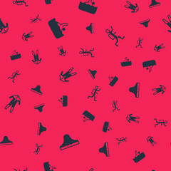 Set Swimming trunks, Swimmer, Wetsuit for scuba diving and Scuba diver on seamless pattern. Vector