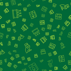 Set line Bottles of wine in box, Wine tasting, degustation and Book about grapes on seamless pattern. Vector