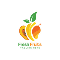 Fresh fuits logo design organic vector illustration
