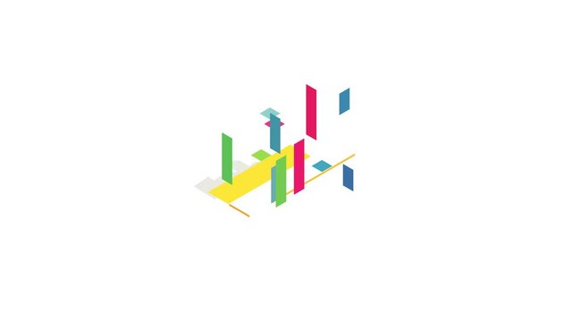 Chart in columns icon animation isometric best object on white backgound