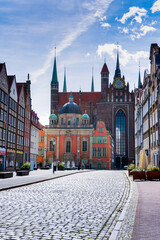 View of the Royal Chapel and St. Mary's Cathedral in the historic city center of Gdansk