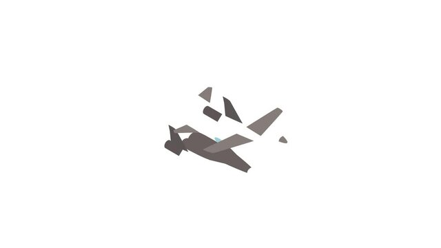 Military aircraft icon animation isometric best object on white backgound