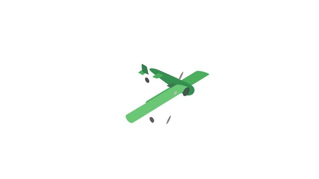 Green plane icon animation isometric best object on white backgound