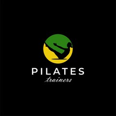 Woman Pilates Workout  health sports Logo Design