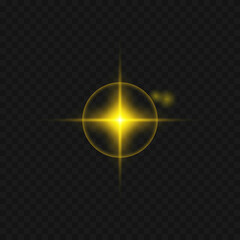 Star shiny golden light effect vector illustration on transparent background