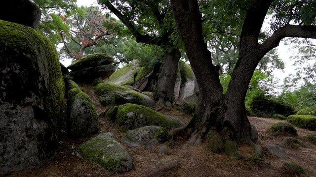 Rock labyrinth in Beglik Tash prehistoric rock sanctuary situated on the southern Black Sea coast of Bulgaria, 4k