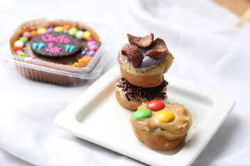 Mini Hok Lo Pan or Martabak mini with various Topping.. Martabak Mini is snack from Indonesia usually consumed at night and can be used as a birthday cake.