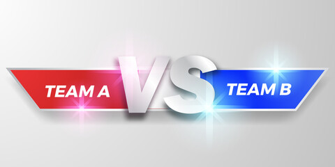 Vs battle lower third, scoreboard team a versus team b, red and blue, elegant for duel sport, competition,
