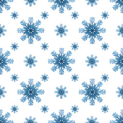 Winter pattern with snowflakes on a white background