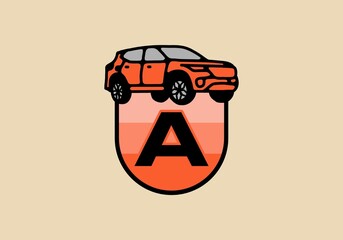 Line art illustration of car with A initial letter