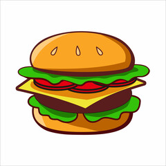 delicious tall burger food vector design