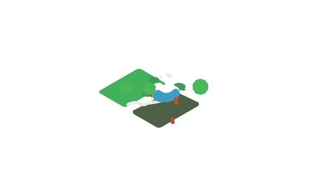 Small pond in the park icon animation isometric best object on white backgound