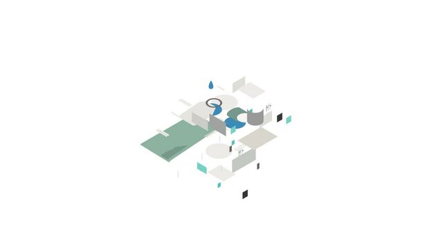 Water treatment building icon animation isometric best object on white backgound