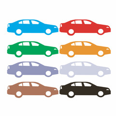 colorfull car icon set side view vector design