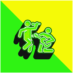 Band Green and yellow modern 3d vector icon logo