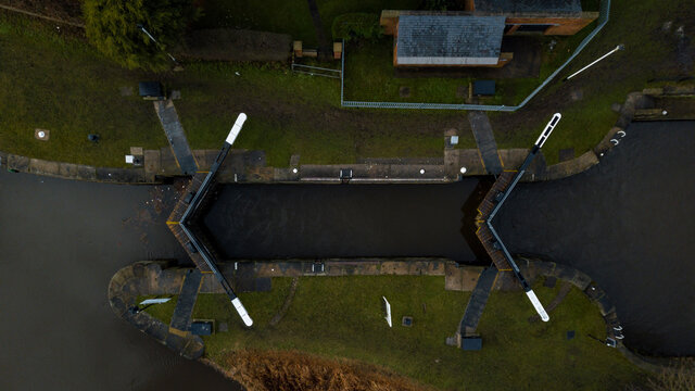 look down on canal lock