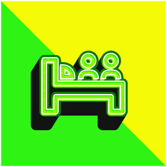Bed For Two Persons Green and yellow modern 3d vector icon logo