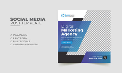Corporate and digital marketing agency social media post template
