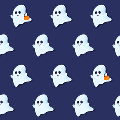 Ghost seamless pattern Halloween spooky repeat wallpaper 