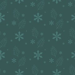 Christmas seamless background with snowflakes. Festive new year holiday seamless pattern.
