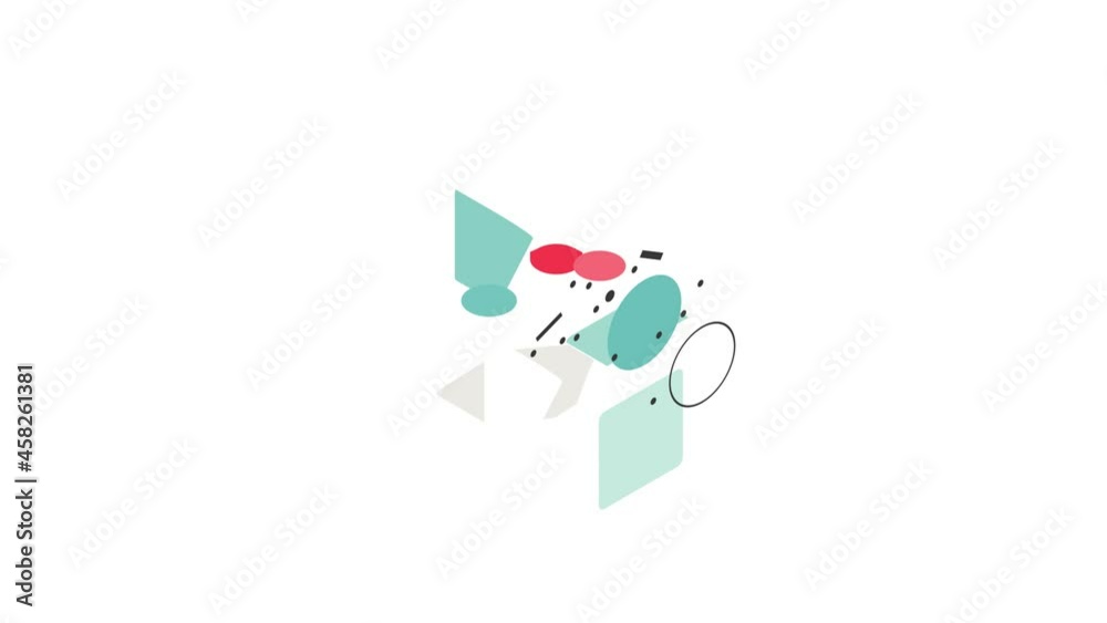Poster clock with red button icon animation isometric best object on white backgound