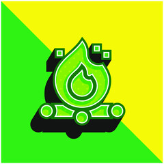 Bonfire Green and yellow modern 3d vector icon logo