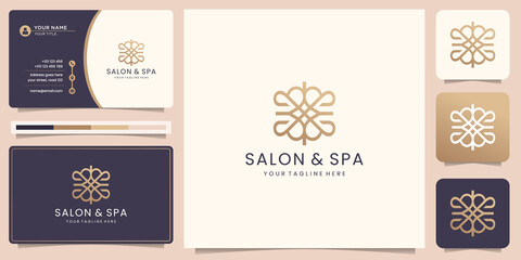 luxury line beauty spa logo template.geometric line style for salon and spa design and business card