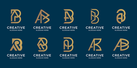 logo letter a and letter b set design bundle. monogram dual meaning design for your company. design a and b. golden color modern pallet.