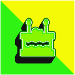 Birthday Cake Green and yellow modern 3d vector icon logo