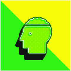 Brain Green and yellow modern 3d vector icon logo