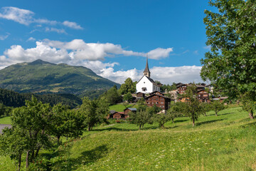 View of the village Ernen with the church of St. Georg