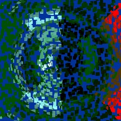 Blue green red squares abstract background made of cubes