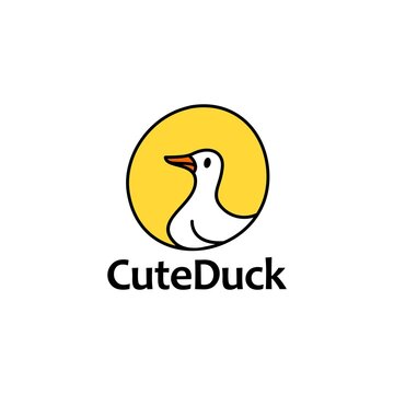 Doodle duck logo design icon line illustration