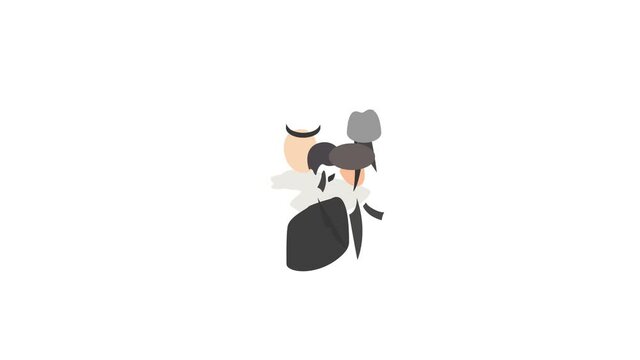 Man in black sunglasses and black hat icon animation isometric best object on white backgound