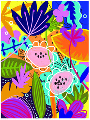 Botanical leaves flower colorful icon background vector illustration.