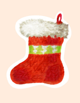 Red Christmas sock for gifts.