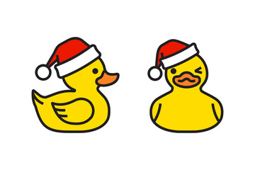 Yellow rubber duck in santa claus hat - 458265350