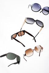 sunglasses isolated in various colors