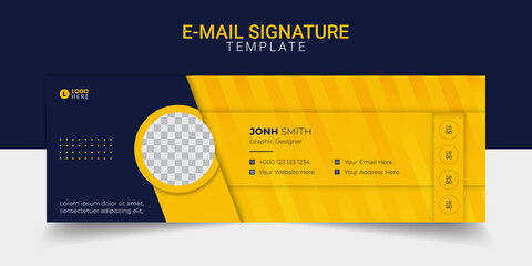 Email signature modern template design layout. Emailers personal business minimalist personal web social media cover.